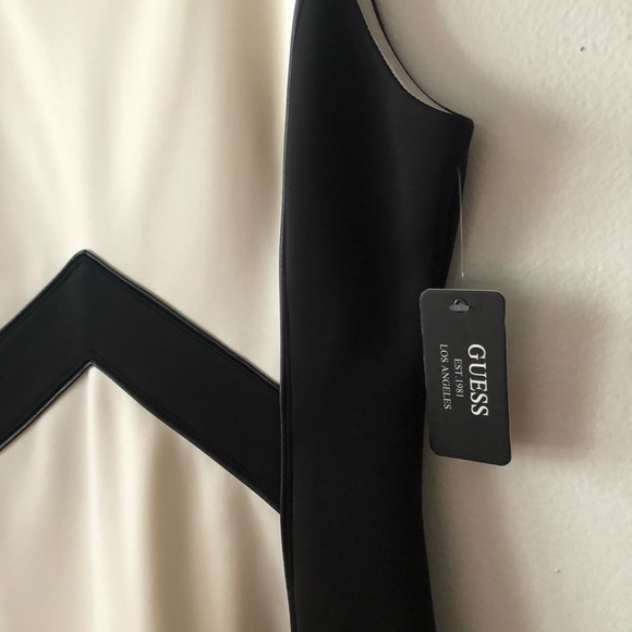 GUESS white and black dress with leather trimming - Picture 2 of 3